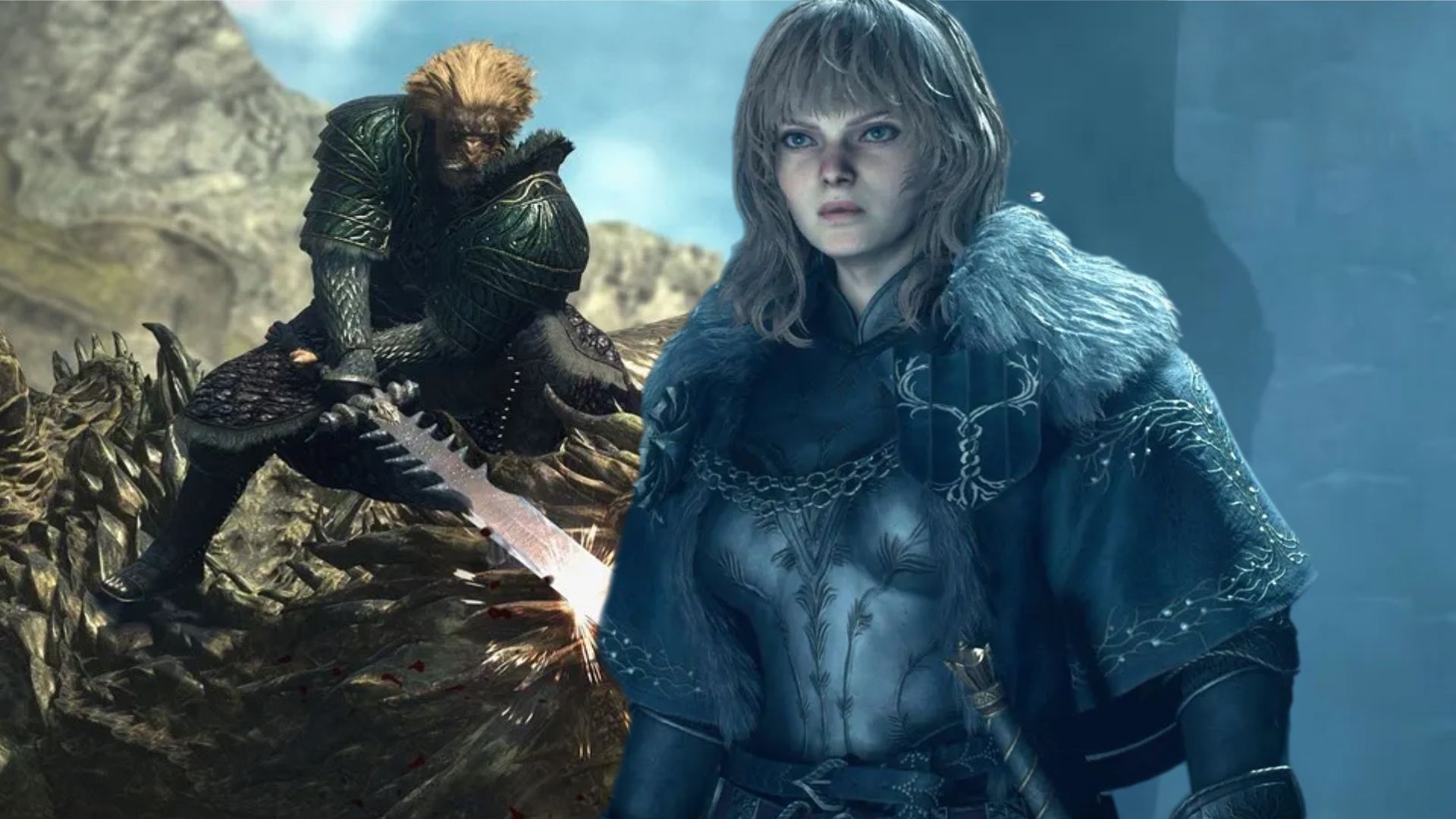 Eir and Beastren fighting dragon