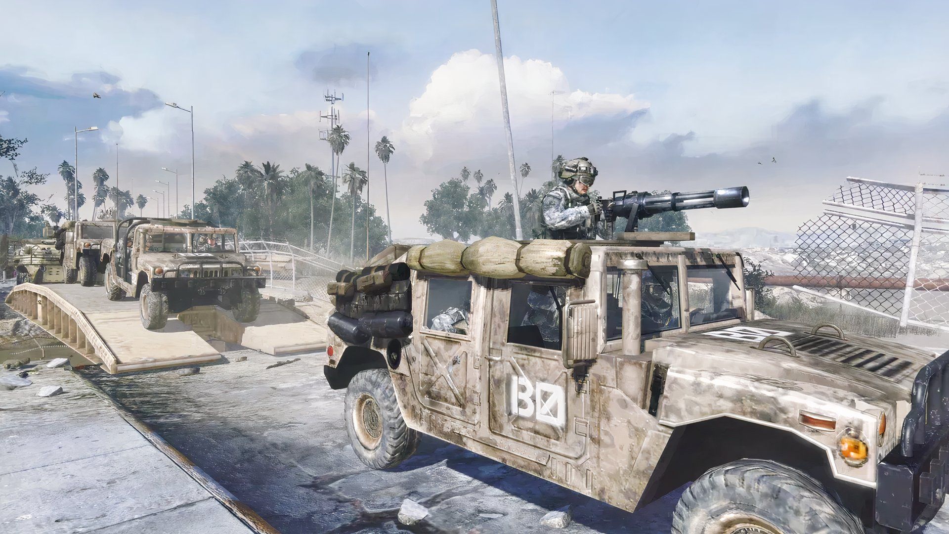 Call of Duty Modern Warfare 2 screenshot with Army Rangers and Humvee