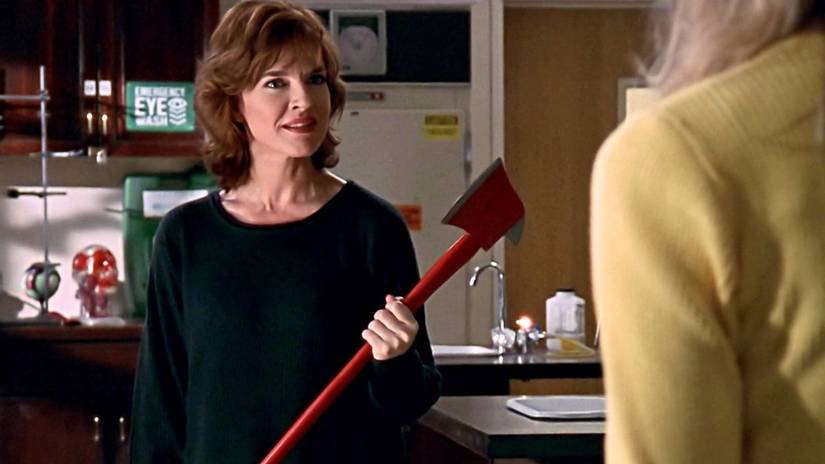 Catherine Madison wields an axe in Buffy the Vampire Slayer 