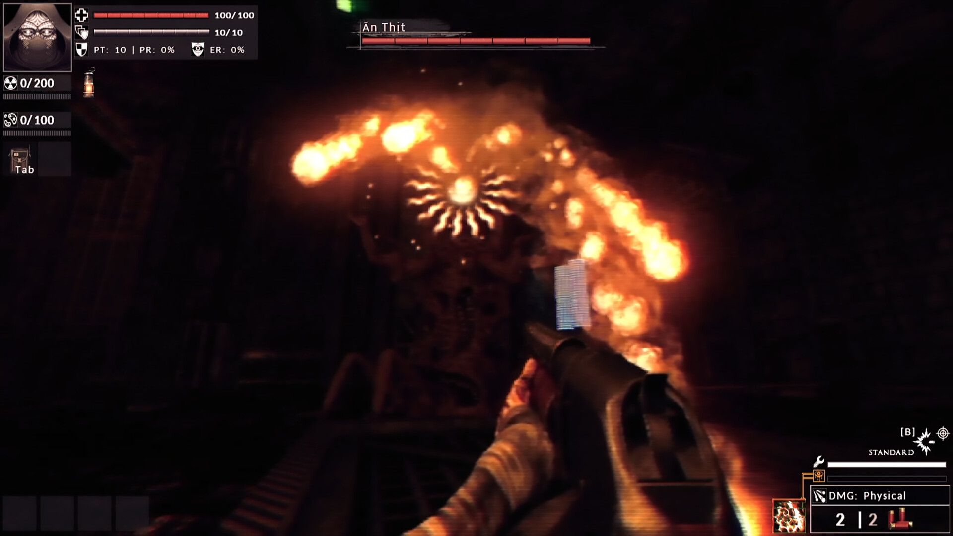 divine frequency firing shotgun at boss