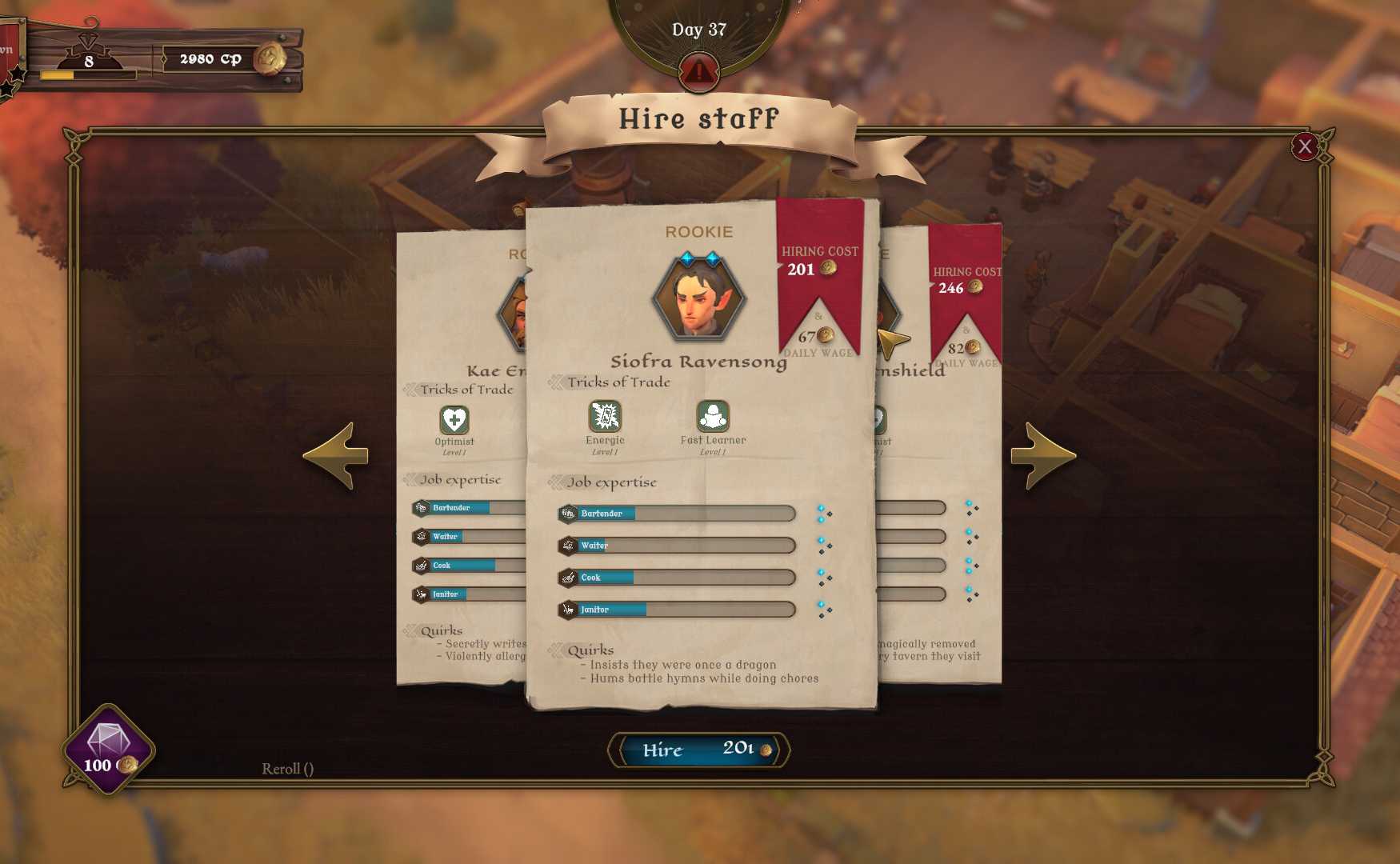 dnd long rest tavern hire staff