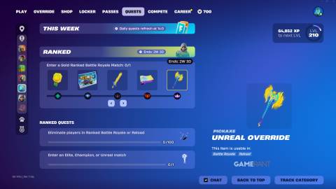 Fortnite Override Battle Royale Ranked Rewards