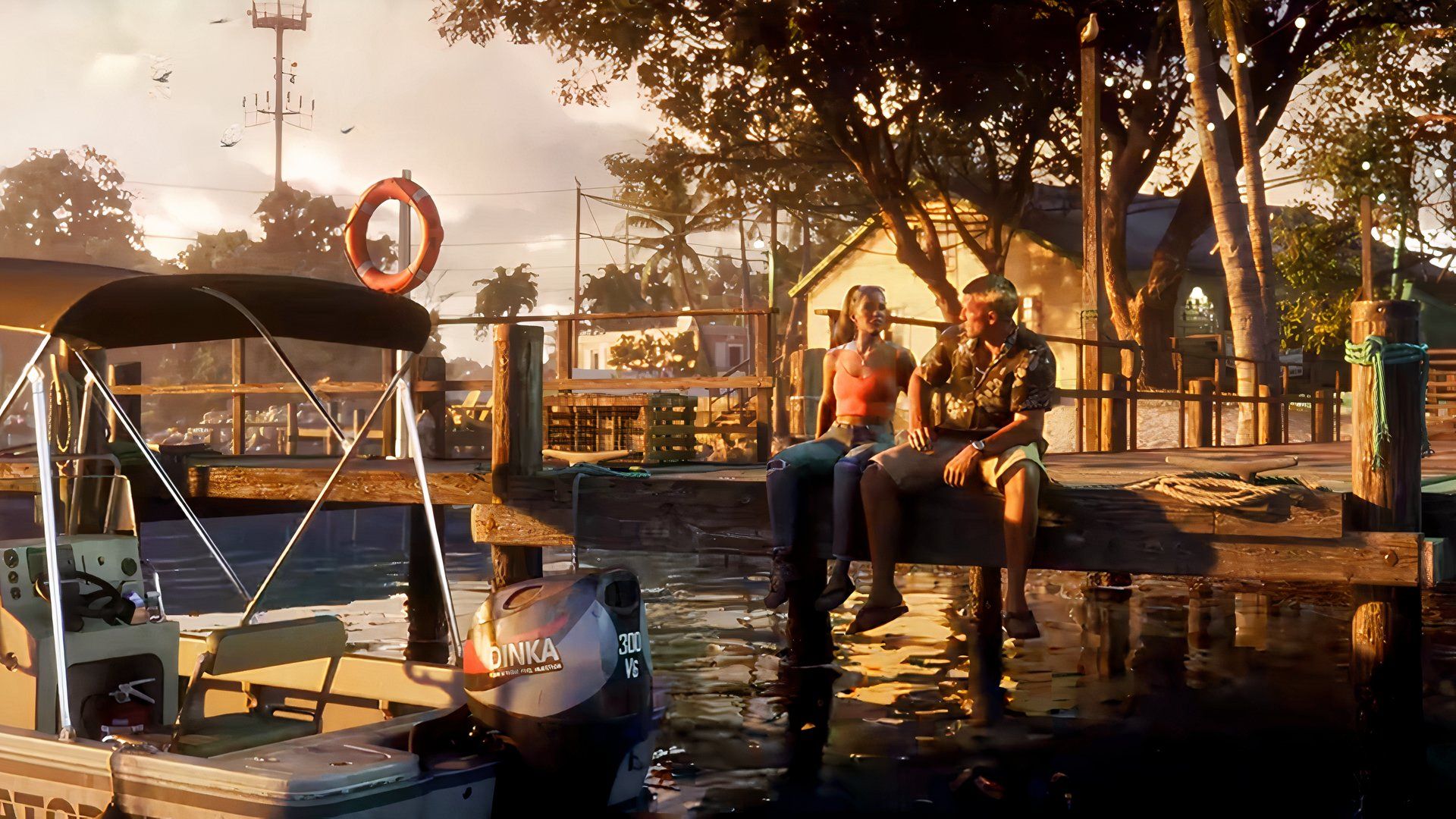 gta 6 trailer characters sitting by the water