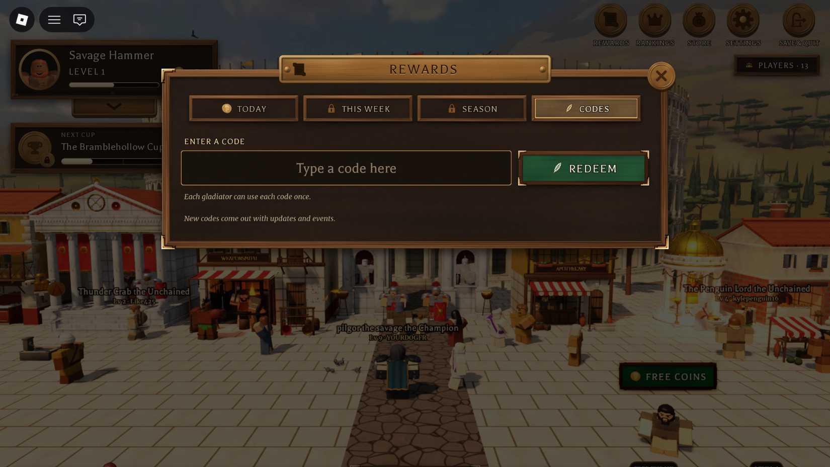 Gladiator Life Codes