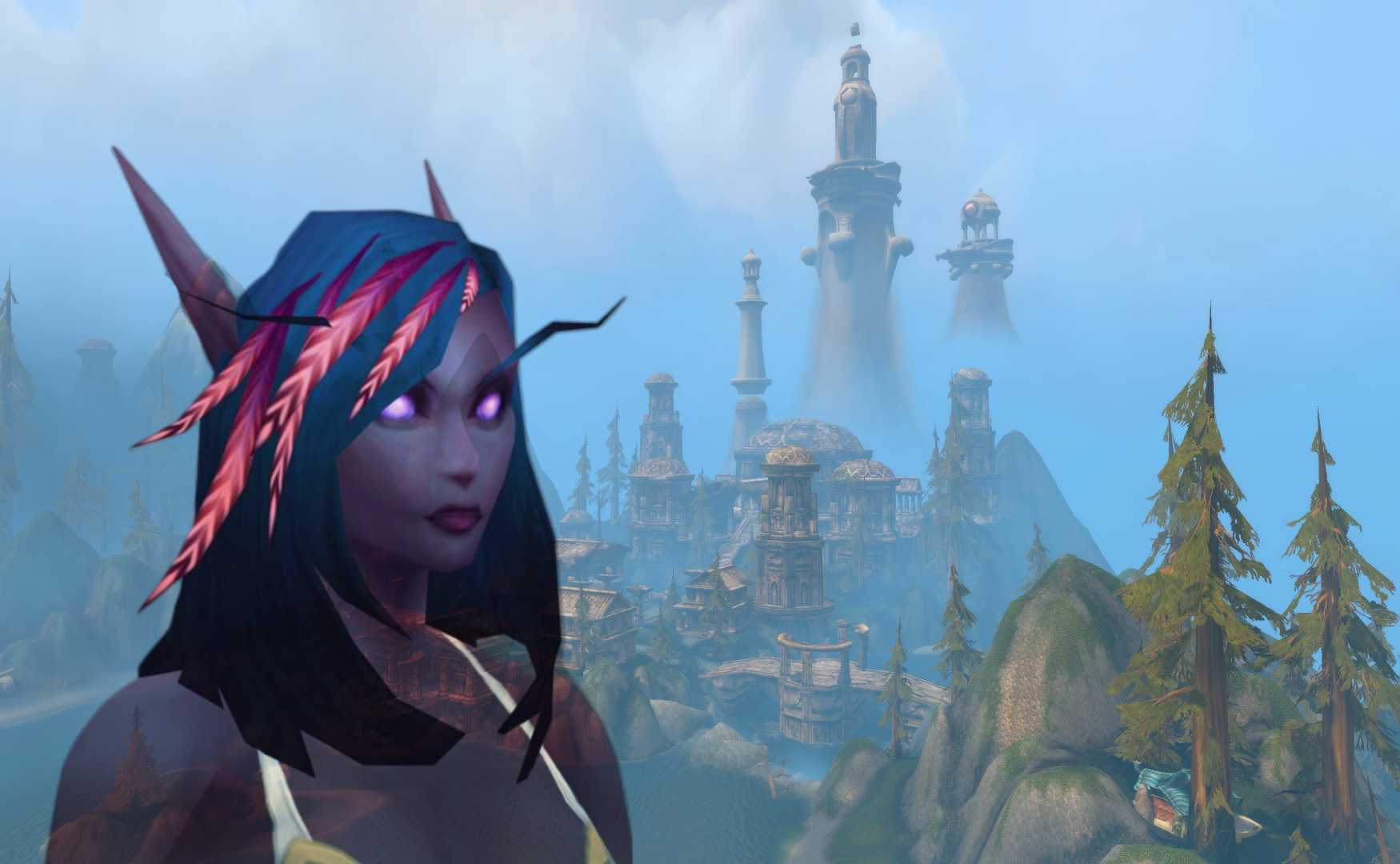 An image of Zephras Isle in World of Warcraft: Forever with an overlay of a Skyborne elf