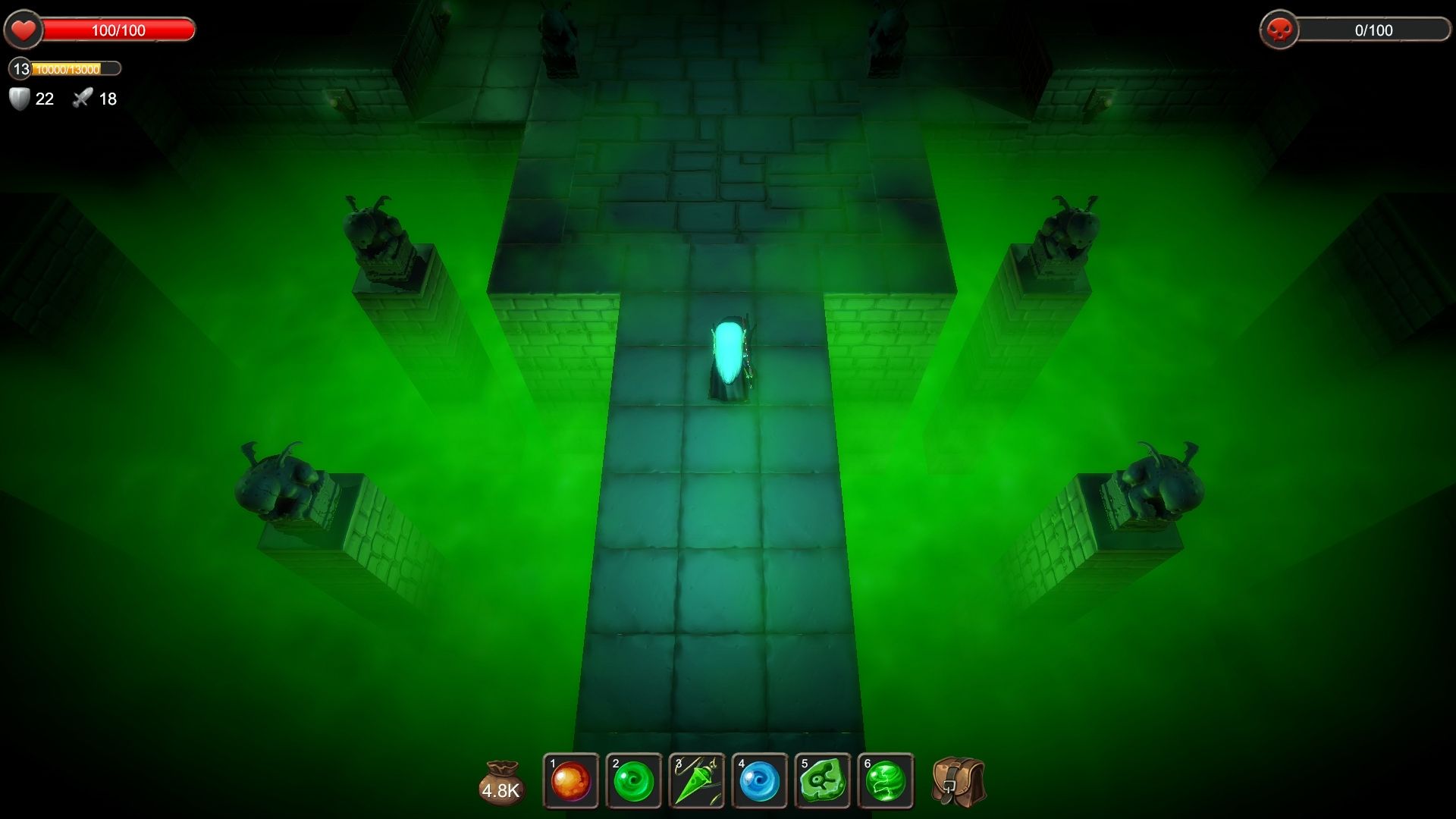 Immortal Darkness Curse of The Pale King protagonist in dungeon with smoke