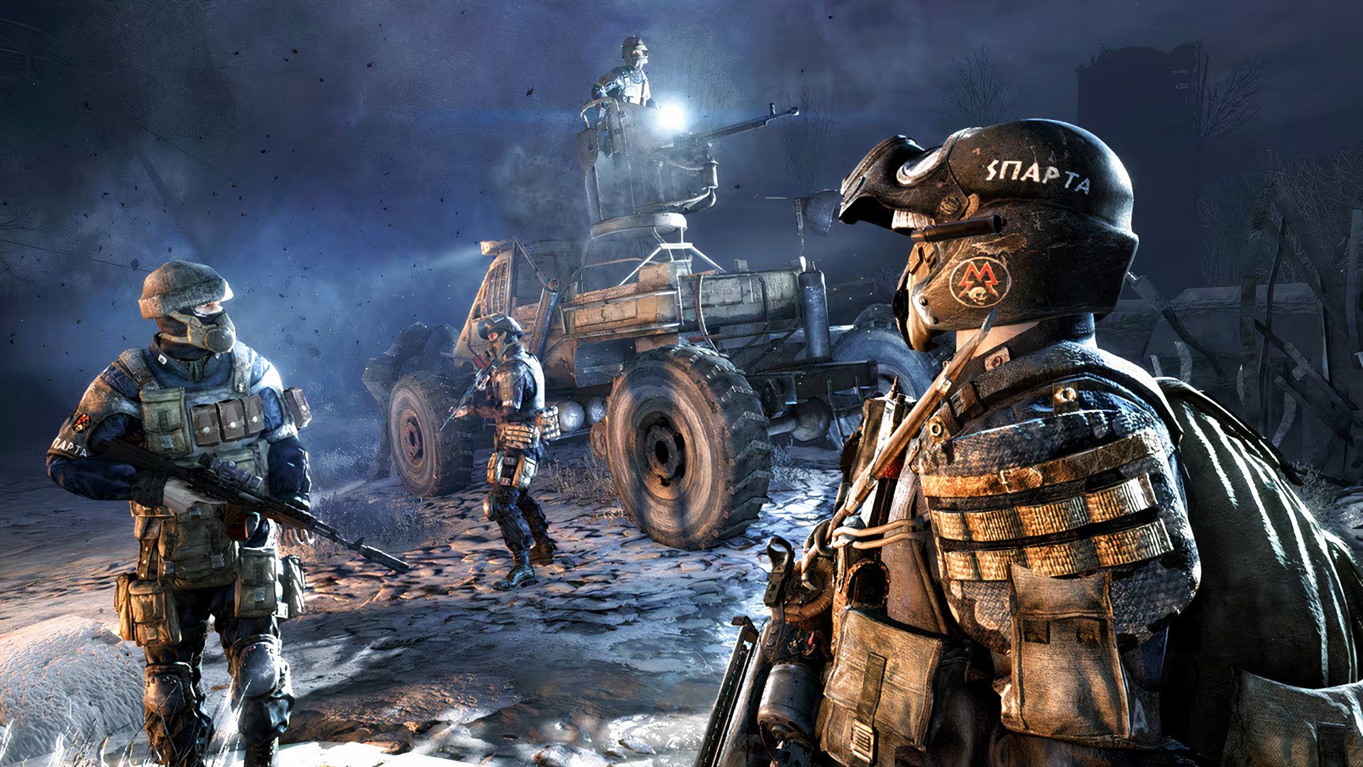 two soldiers in metro redux patrolling the area.