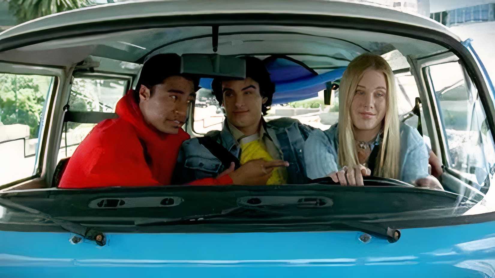 Shane, Tori, and Dustin driving the van in Power Rangers Ninja Steel