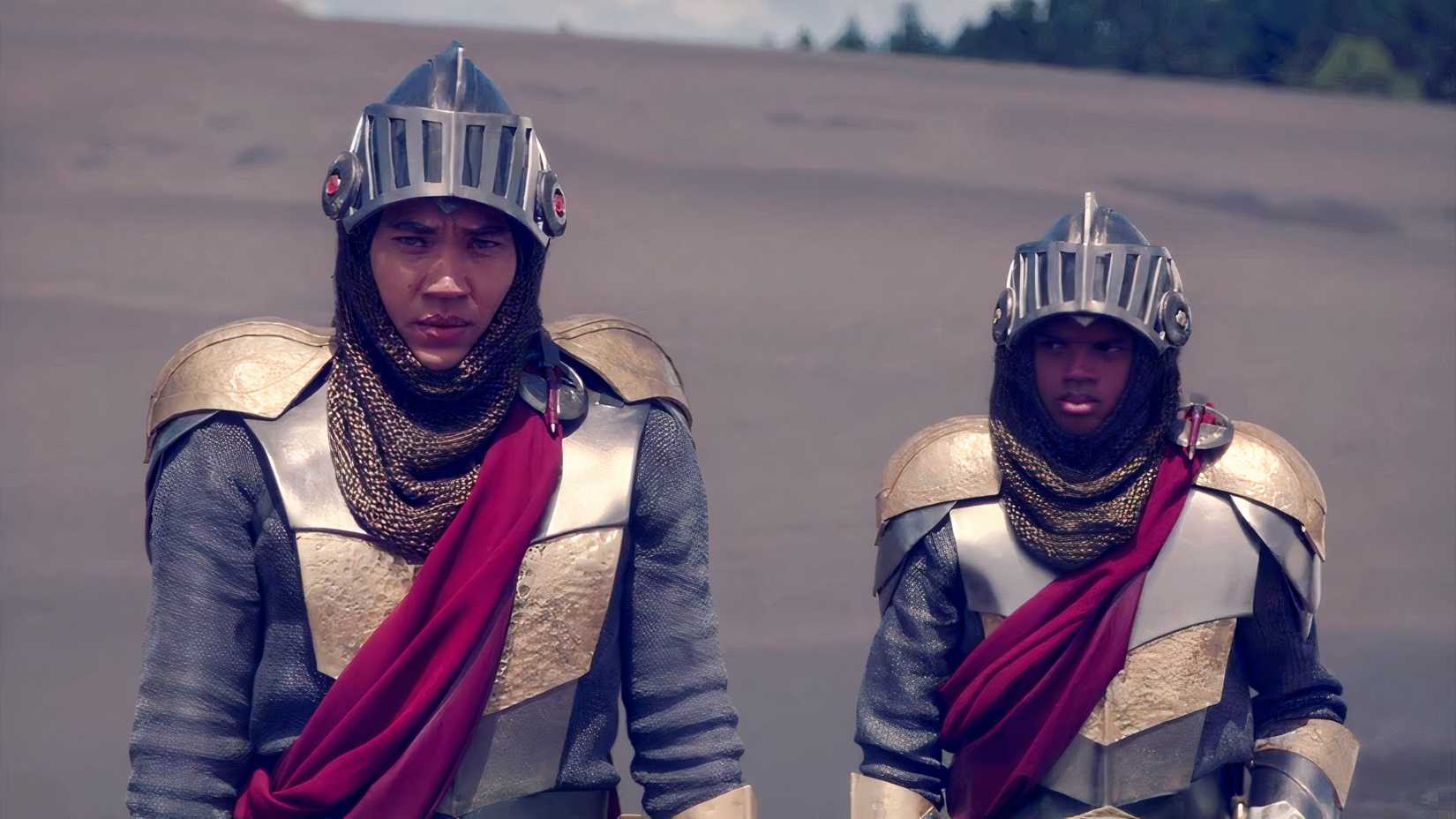 Zayto and Aiyon as knights in Power Rangers Dino Fury