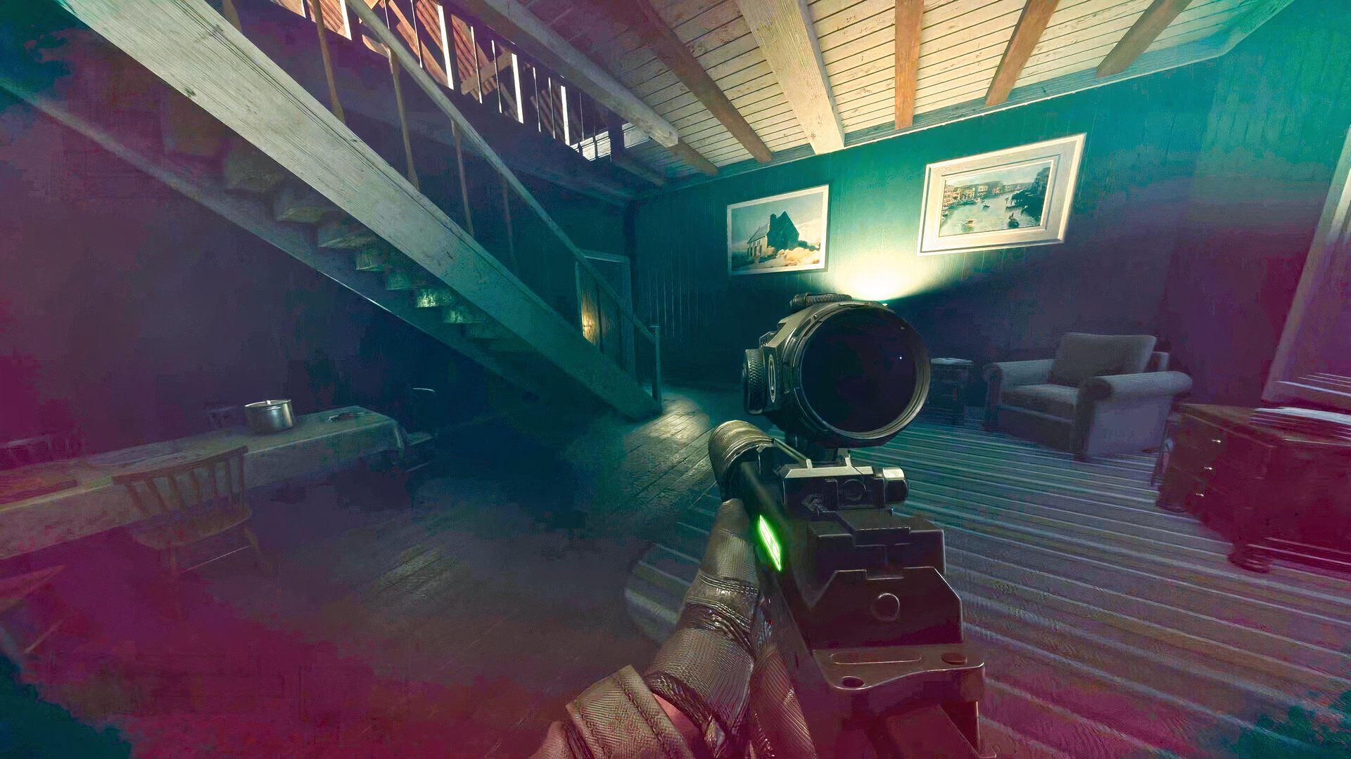 nightrunner player exploring an abandoned house.