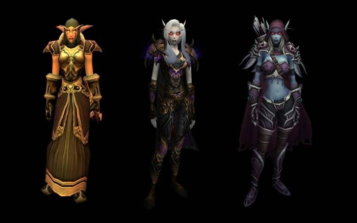 various iterations of sylvanas windrunner's model in wow