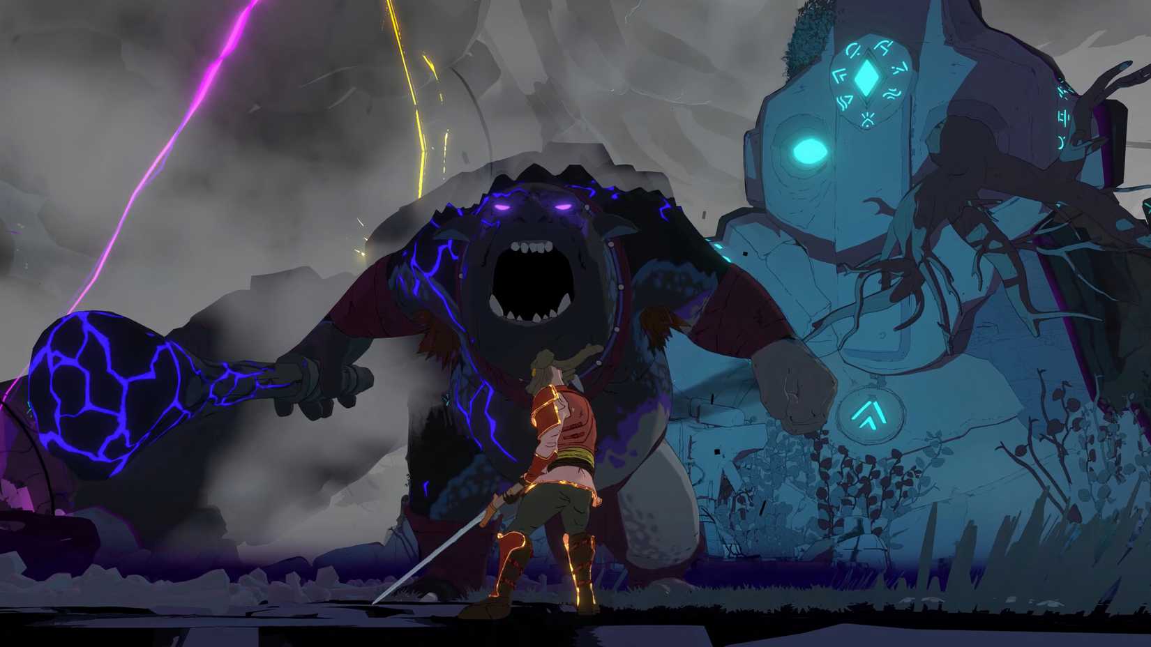 Player fighting a boss in Stormforge