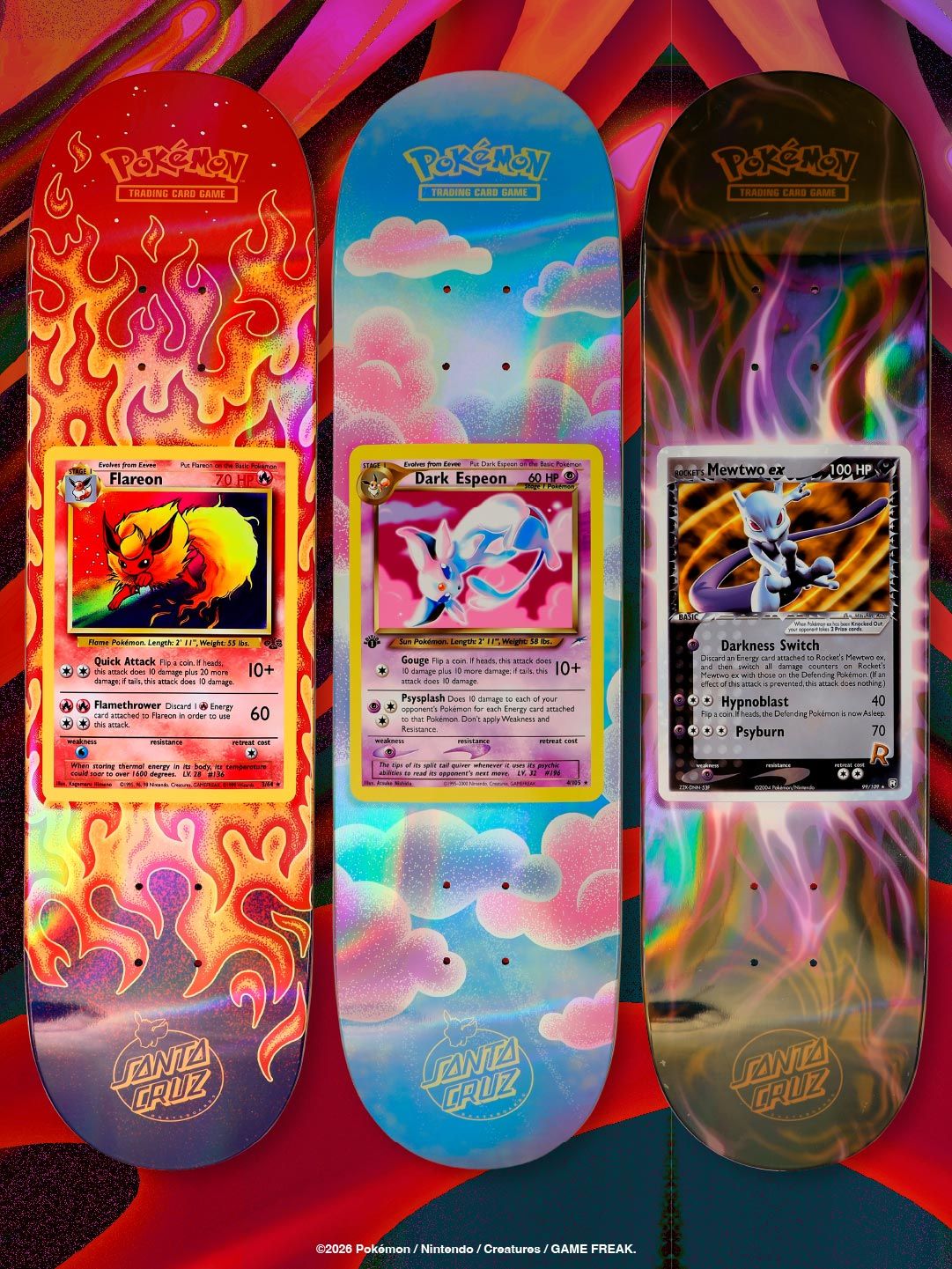 Pokemon TCG Decks with Flareon, Mewtwo, and Dark Espeon