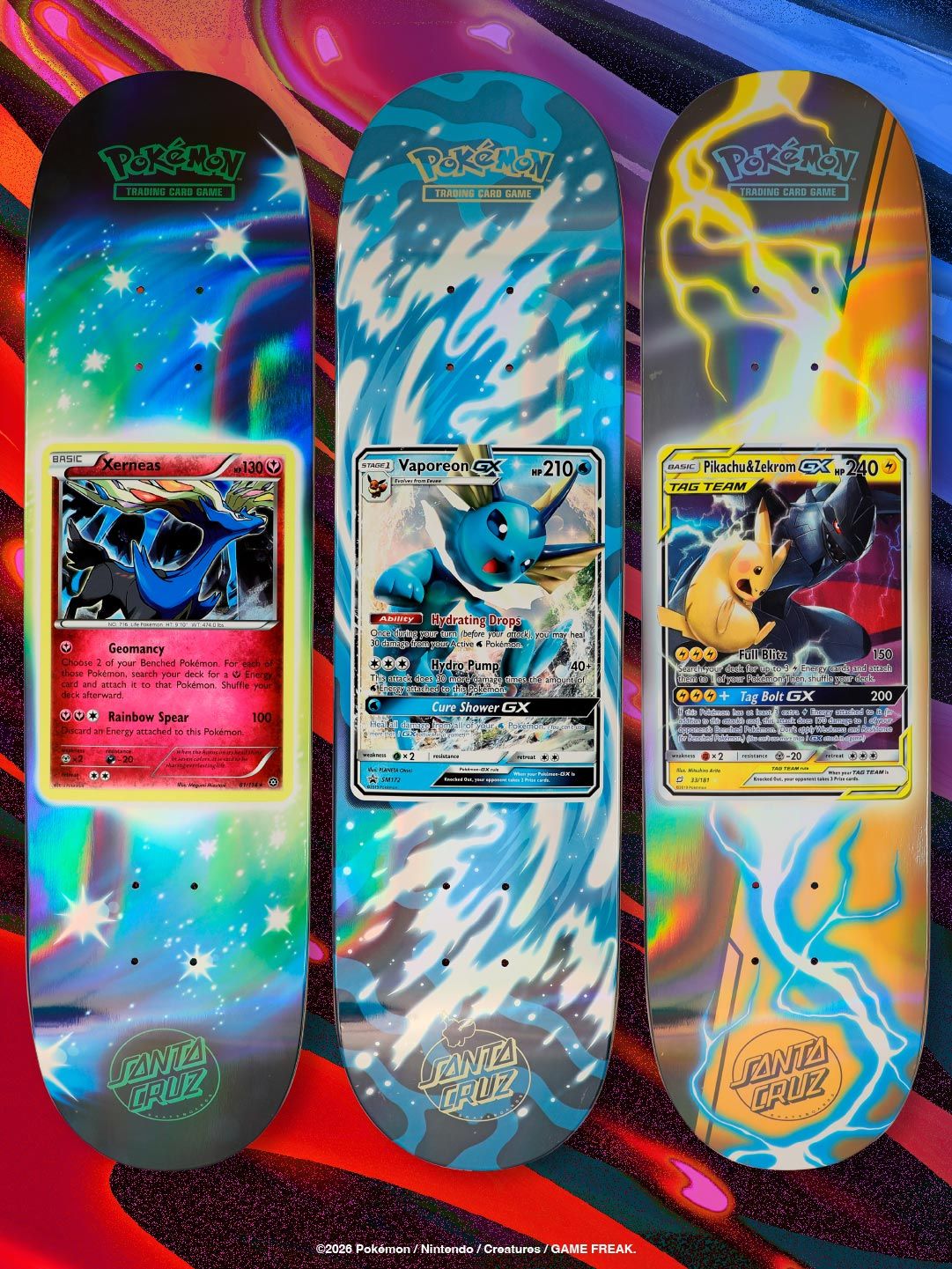 Pokemon TCG Decks featuring Pikachu, Vaporeon, and more