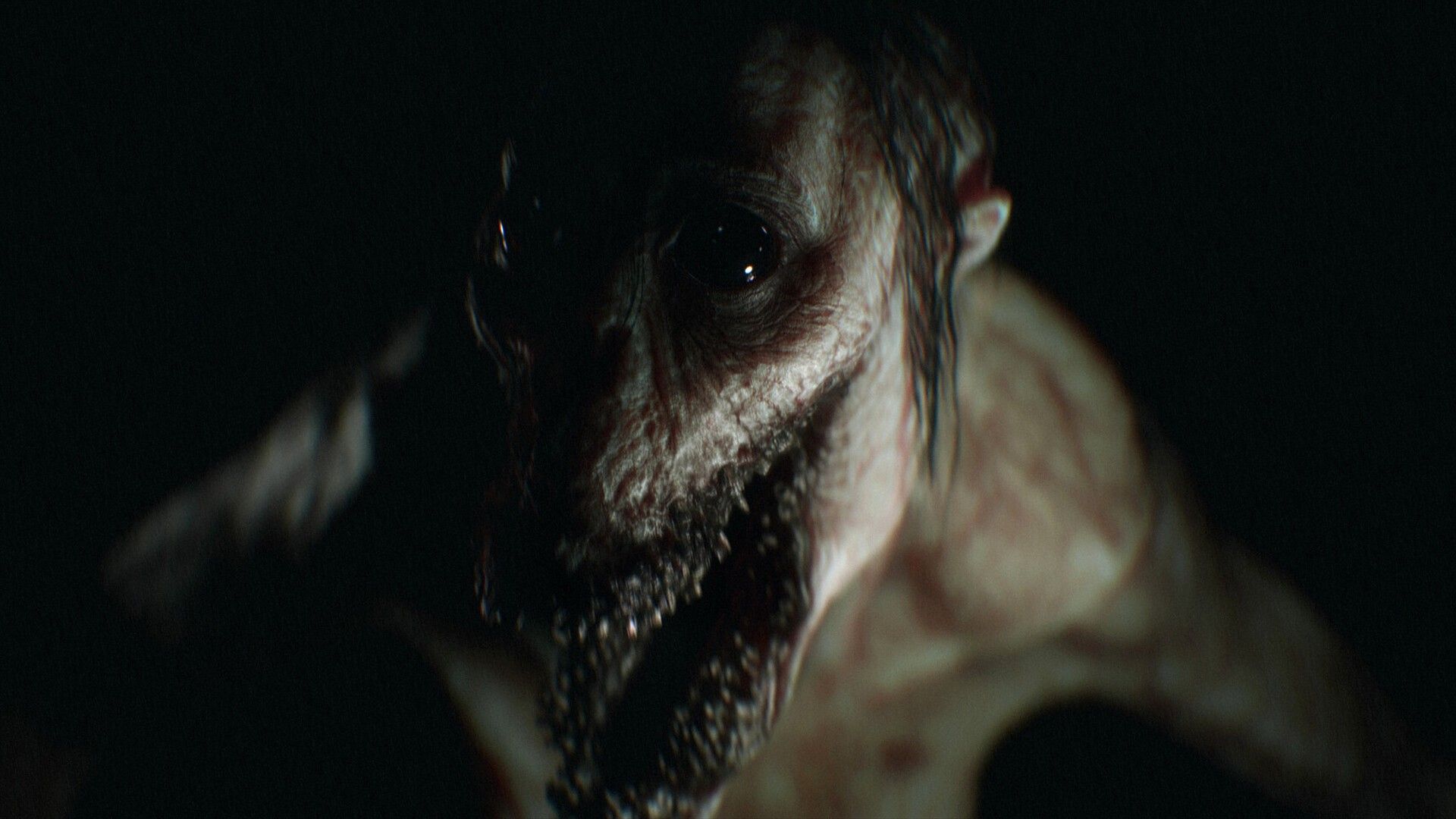 ritual tides an enemy up close to the camera on a dark background