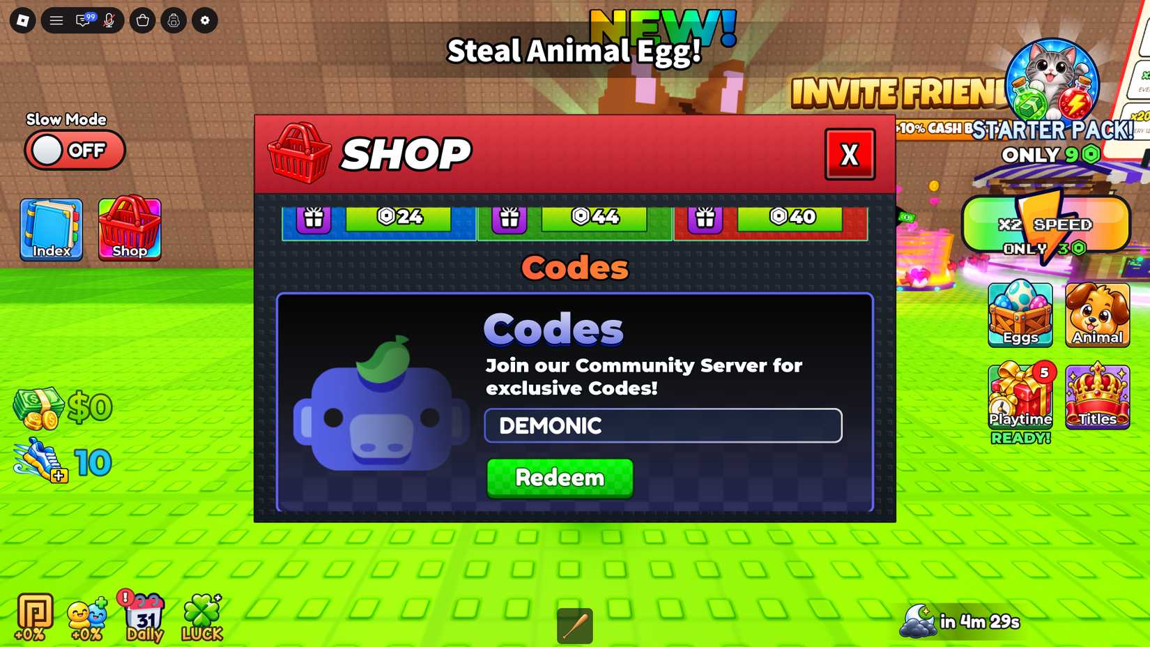 Steal Animal Egg Code Redemption