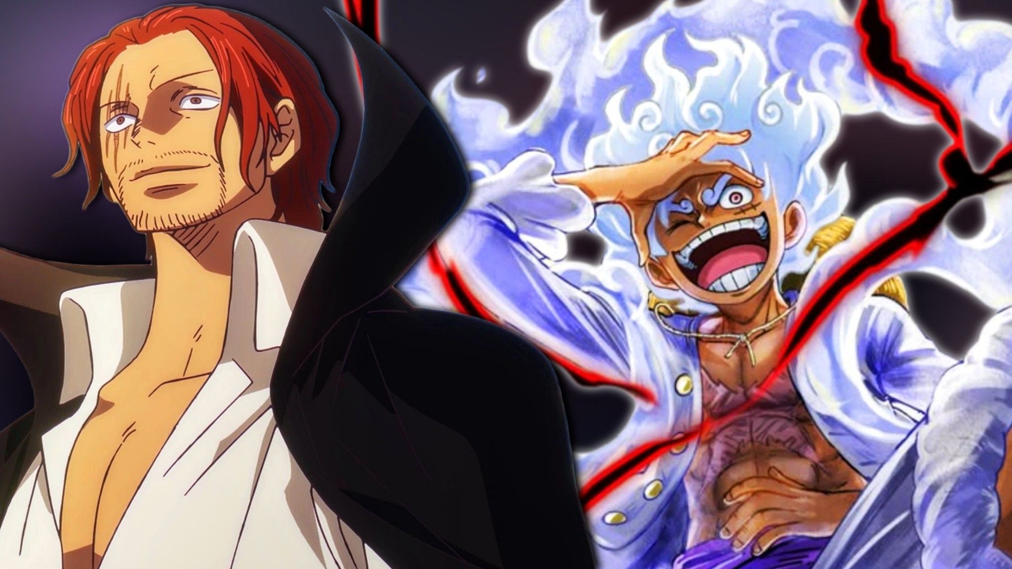 image of two yonko shanks and luffy from one piece
