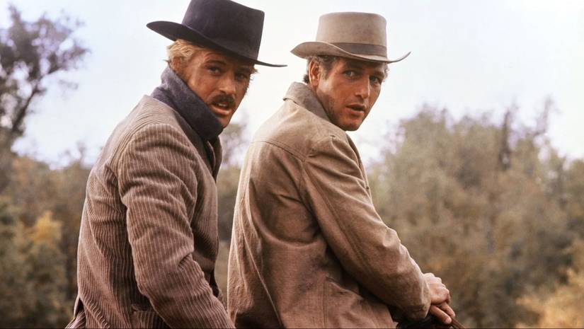 The titular characters on a horse in Butch Cassidy and The Sundance Kid