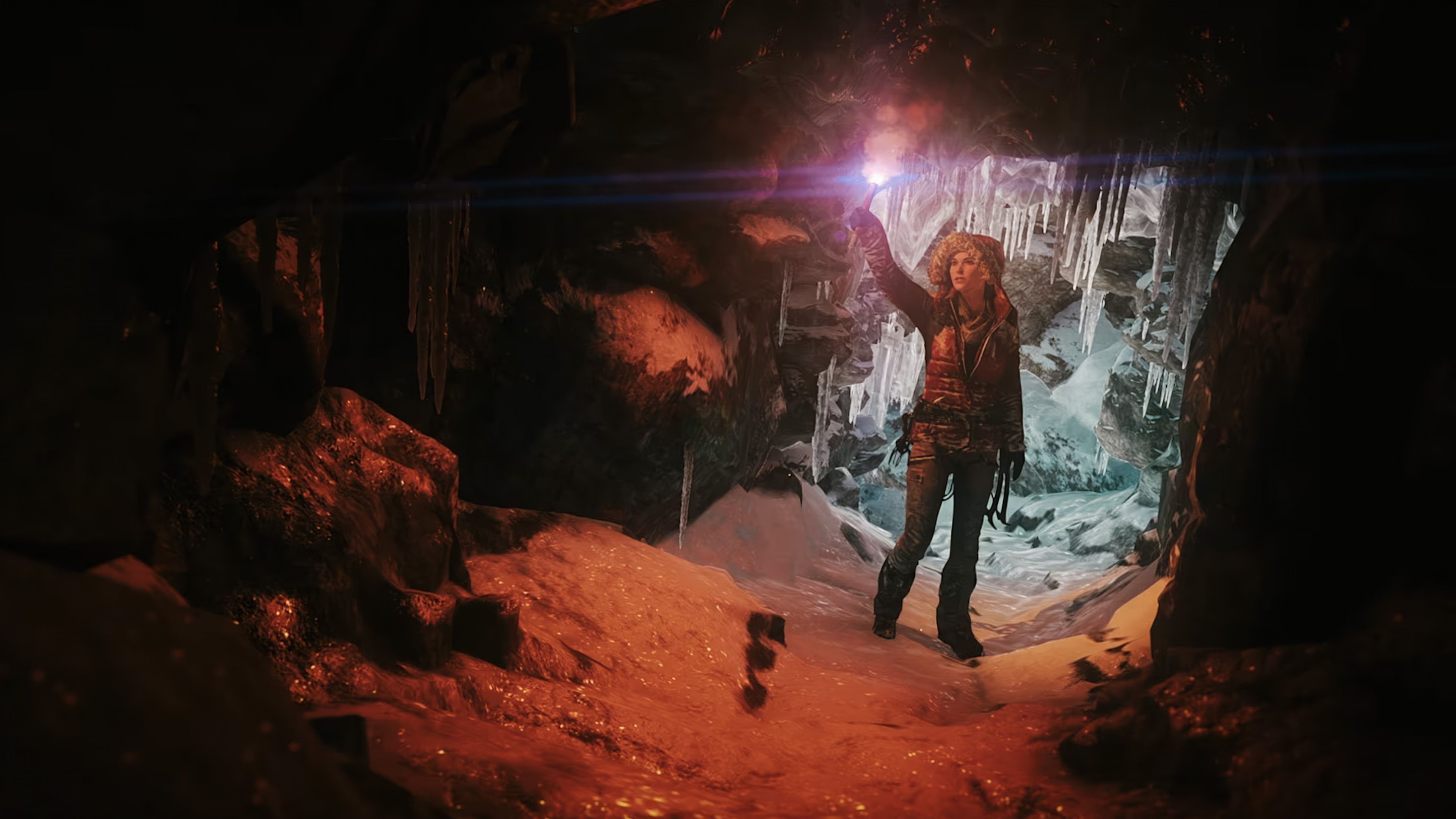 Rise of the Tomb Raider Switch 2 Screenshot with Lara Croft in a Siberian cave