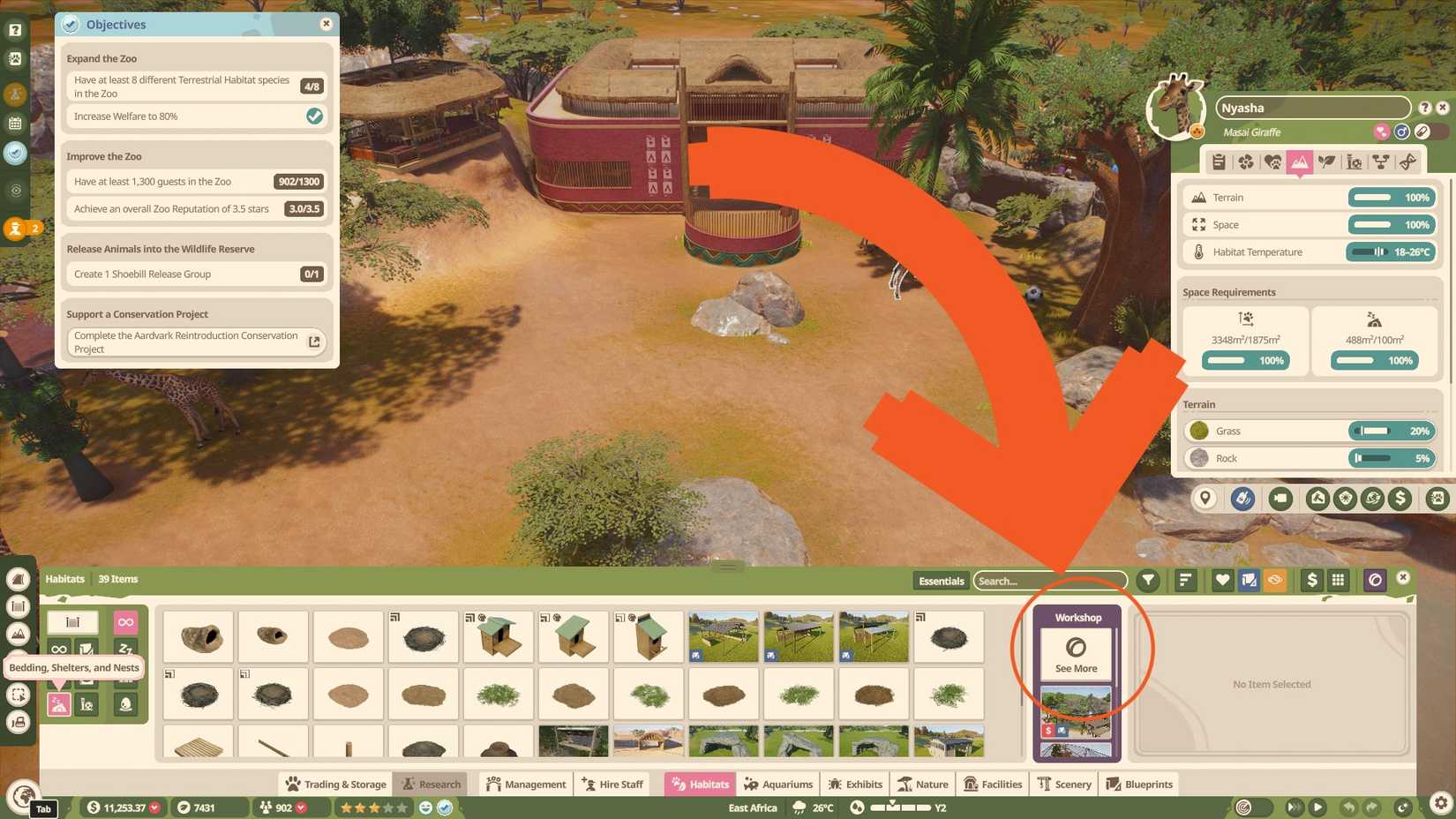 workshop menu in habitats