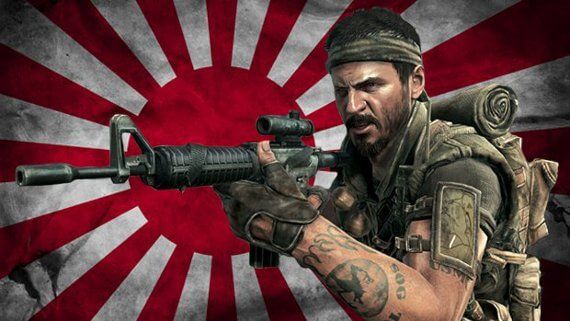 Call of Duty: Black Ops soldier in on Japanese Flag