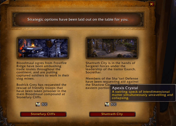 Apexis Crystals World of Warcraft