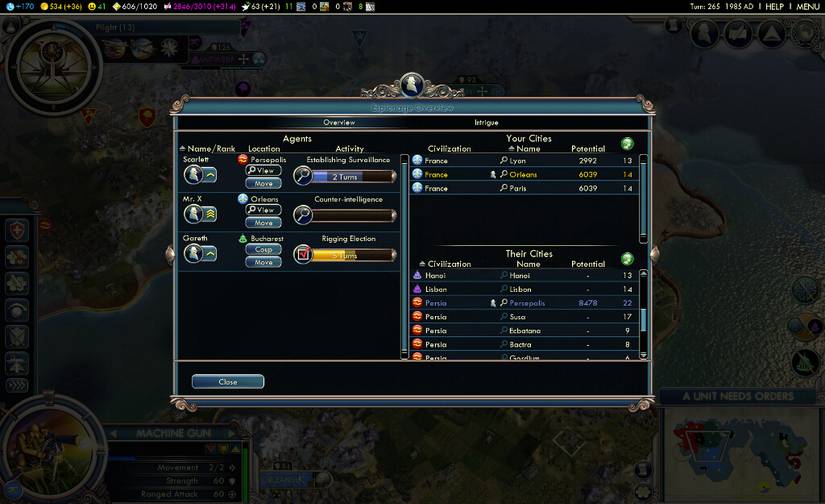 Civilization V Gods and Kings Espionage