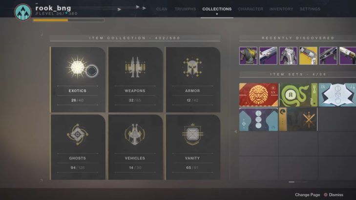 destiny 2 forsaken collection collections screen