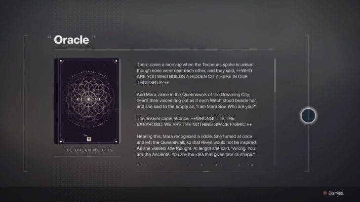 destiny 2 forsaken dreaming city lore book