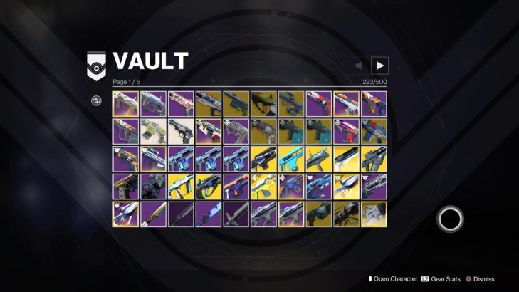 destiny 2 vault storage weapons gear