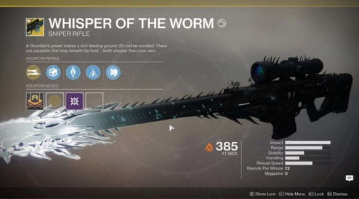 destiny 2 whisper of the worm black spindle exotic sniper rifle