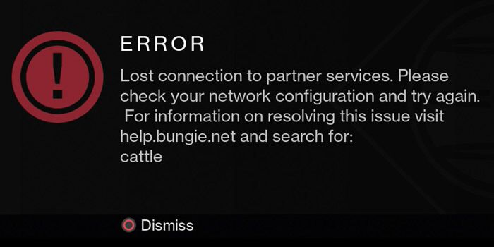 Destiny (Bungie) Server Error (Cattle)