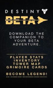 Destiny Companion App Start Screen Beta