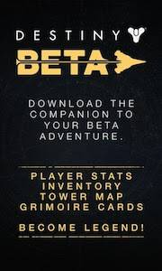 Destiny Companion App Start Screen Beta