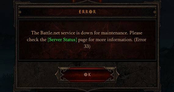 Diablo III Error 33