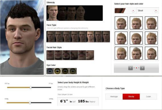 FIFA 11 Online Create A Player - Appearance