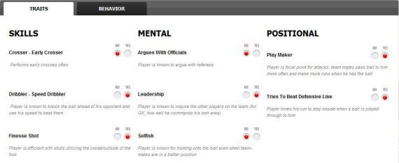 FIFA 11 Online Create A Player - Traits and Personality