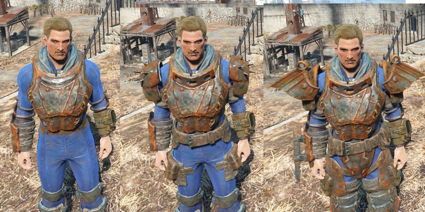 Three variations of Metal Armor in Fallout 4