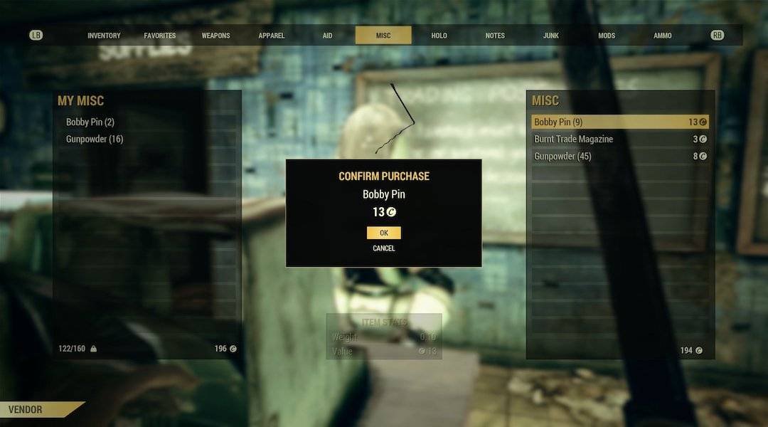 Fallout 76 bobby pins weight