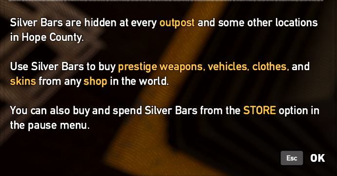 Far Cry 5 currency Silver Bars