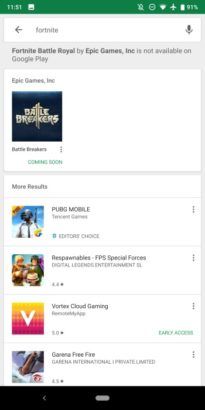 Fortnite Android Google Play spelling mistake