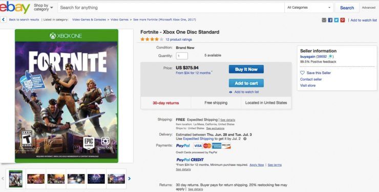 Fortnite Physical Copies Selling for Huge Amounts of Money