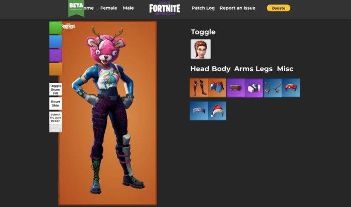 Fortnite skin design site screenshot