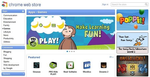 Google Chrome Game Web Store