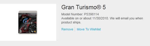 Gran Turismo 5 Sony Style Listing