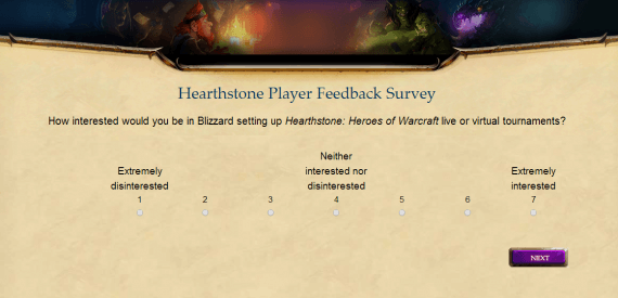 Hearthstone Survey Live Tournaments