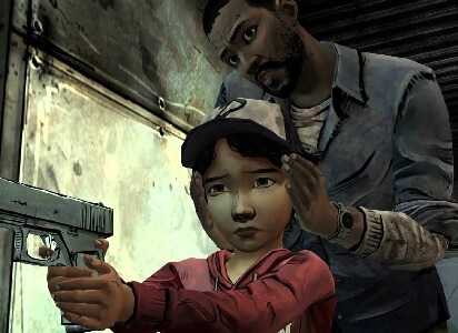 Lee and Clementine in The Walking Dead season 1