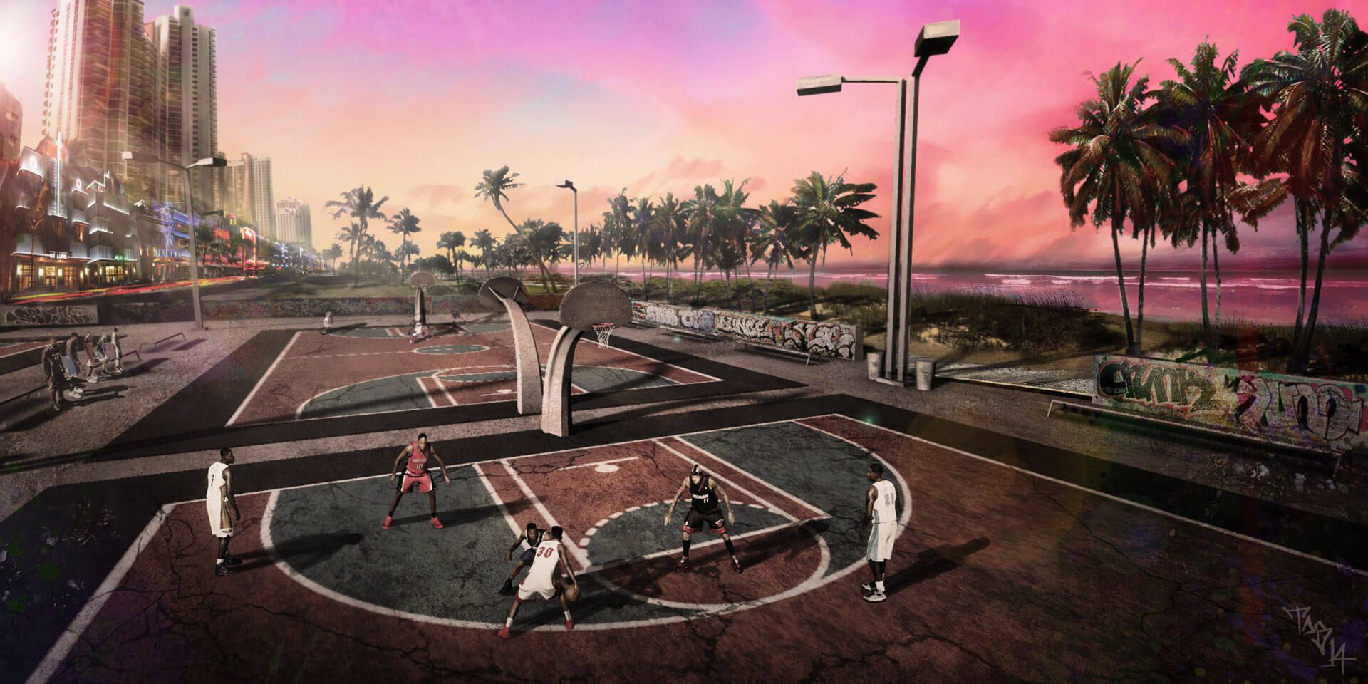 NBA 2K15 MyPark Concept Art Beach