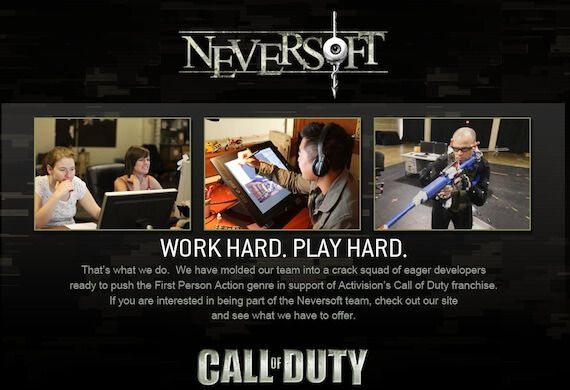 Neversoft Call of Duty Career Page