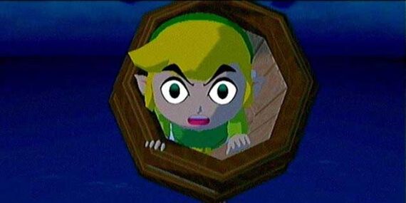 Link shot out of a cannon Wind Waker